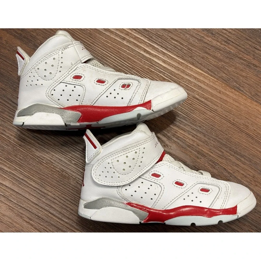 Nike Air Jordan 6 Retro Kids Boys Size 9C White Red Athletic Shoes Sneakers